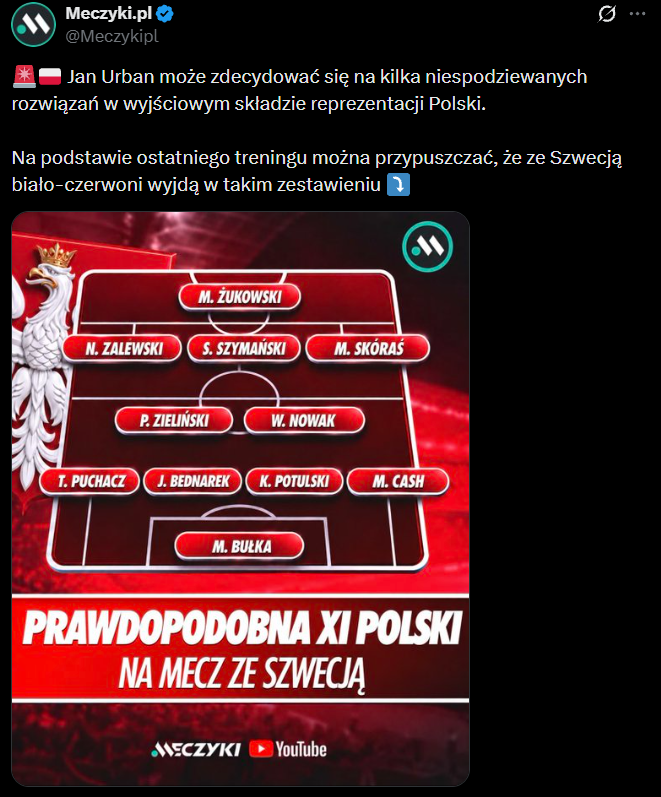 HIT! Tak ma wyglądać WYJŚCIOWY SKŁAD reprezentacji Polski na mecz ze Szwecją! O.o